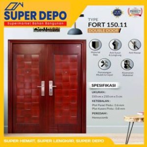 (C) FORTRESS FORT 150.11 WOOD DOUBLE DOOR URAT KAYU 150X210X5CM