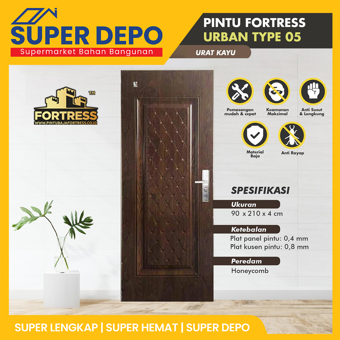 (C) FORTRESS URBAN SINGLE DOOR 90.05 URAT KAYU 90X210X5CM